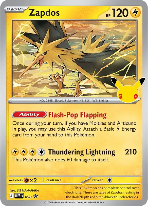 Zapdos - 098 (30th Celebration) 98 - Mega Evolution Promos (HO)