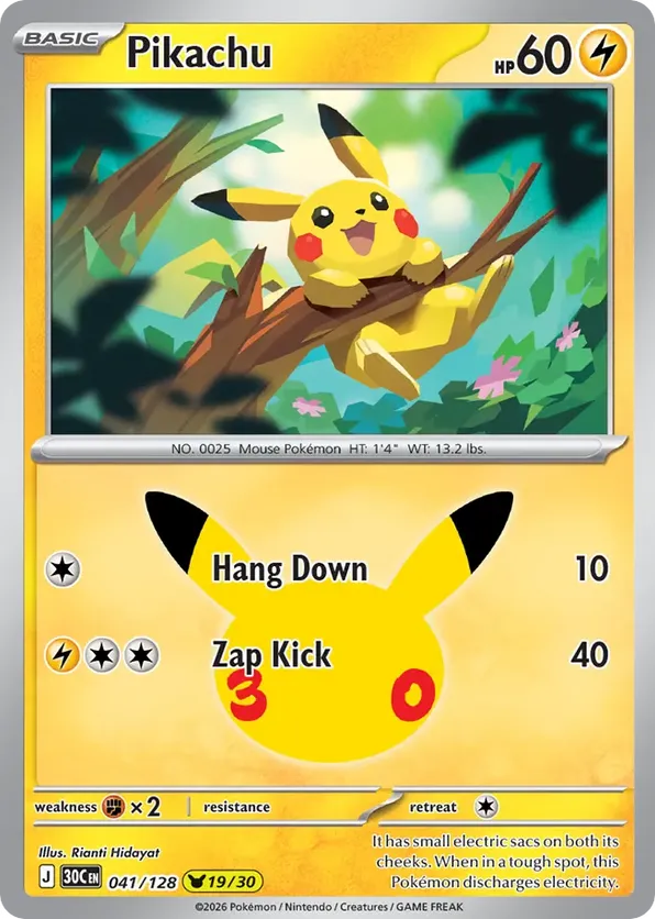 Pikachu 041/128 - 30th Celebration (HO)
