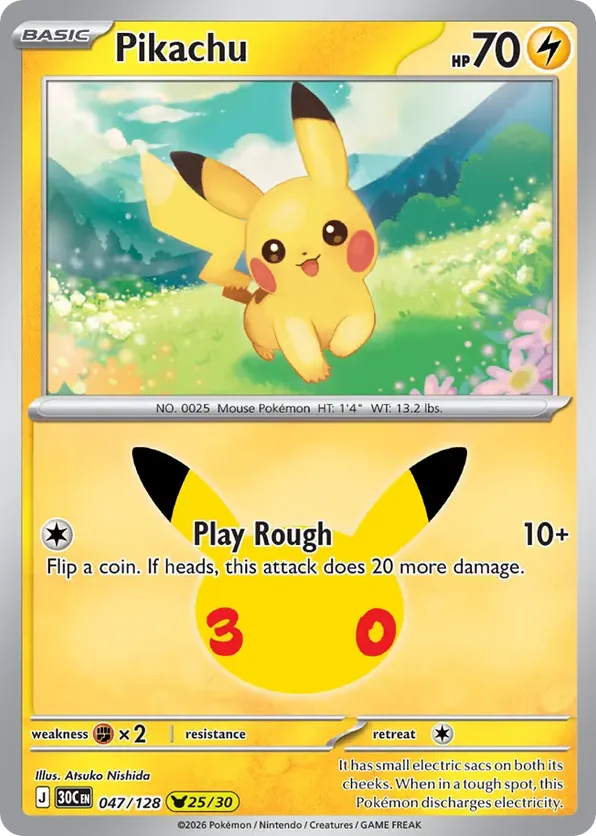 Pikachu 047/128 - 30th Celebration (HO)
