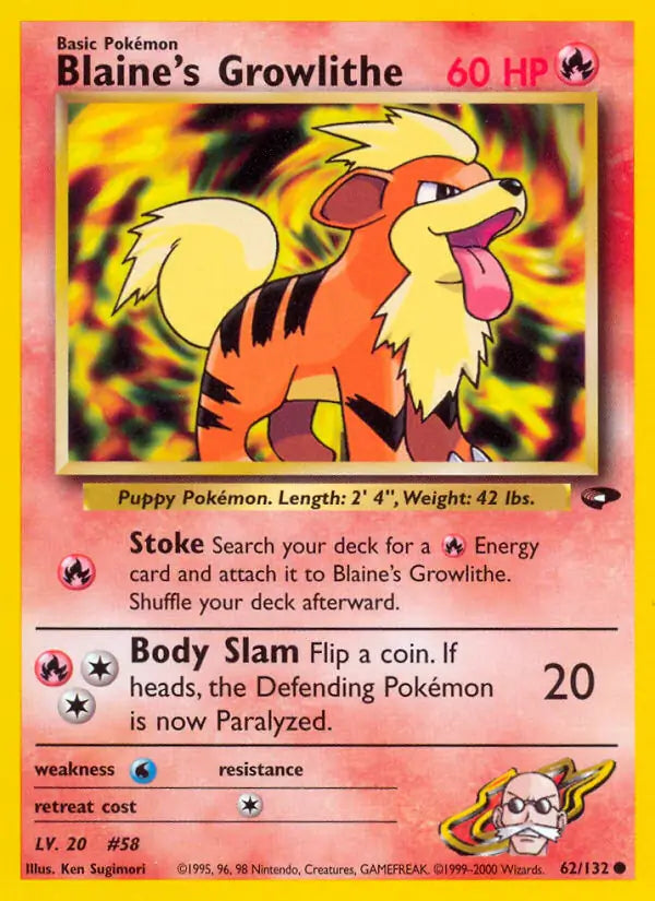 Blaine's Growlithe 62 - Gym Challenge (UN) - DMG