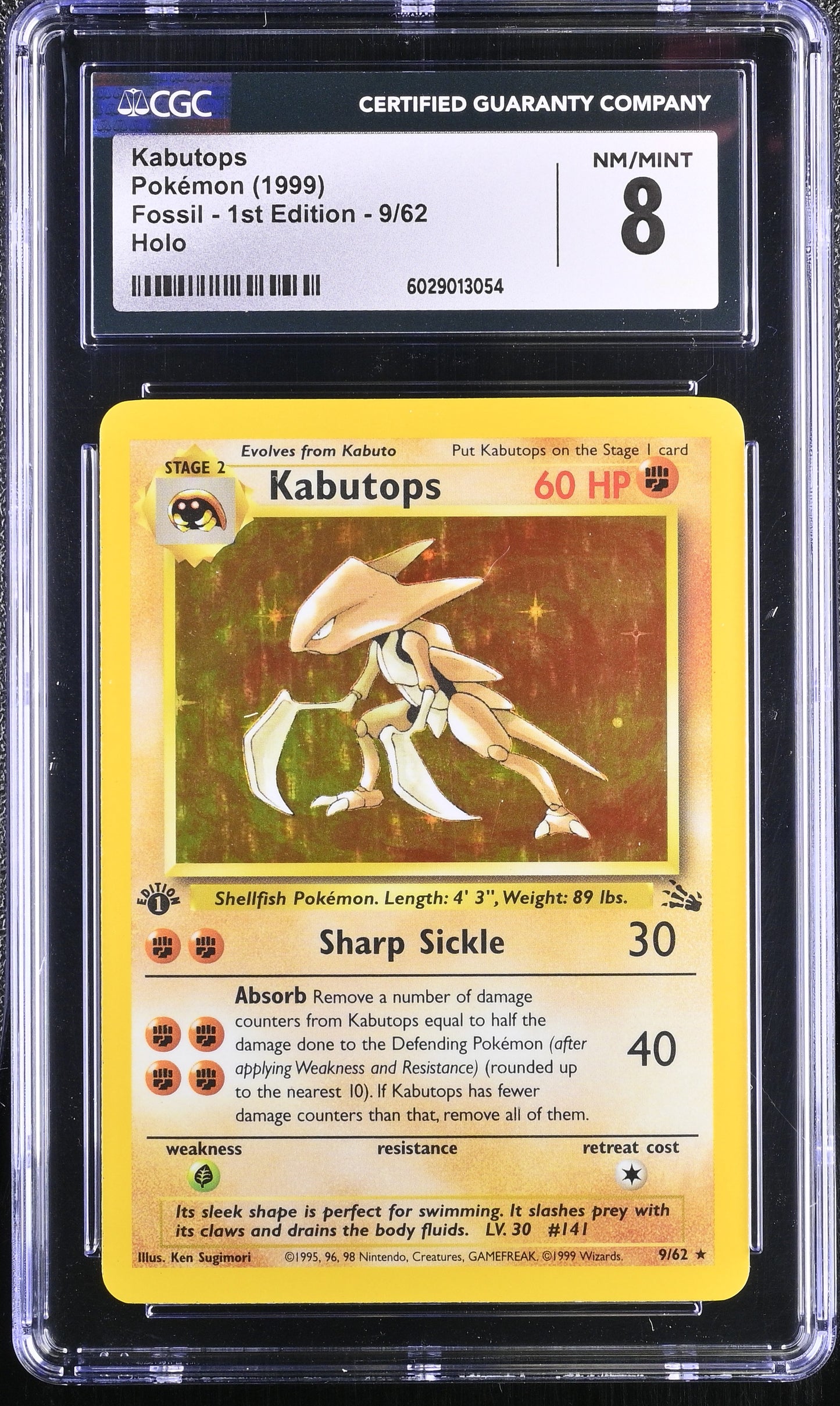 Kabutops 1st Edition Fossil 9/62 [GRADED, CGC 8]