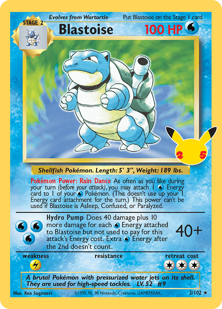 Blastoise 2/102 - Celebrations: Classic Collection (HO)