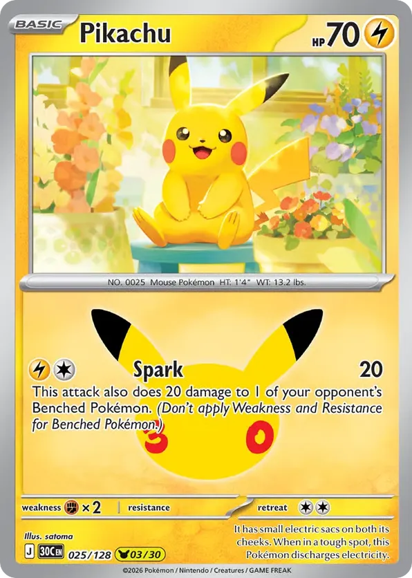 Pikachu 025/128 - 30th Celebration (HO)