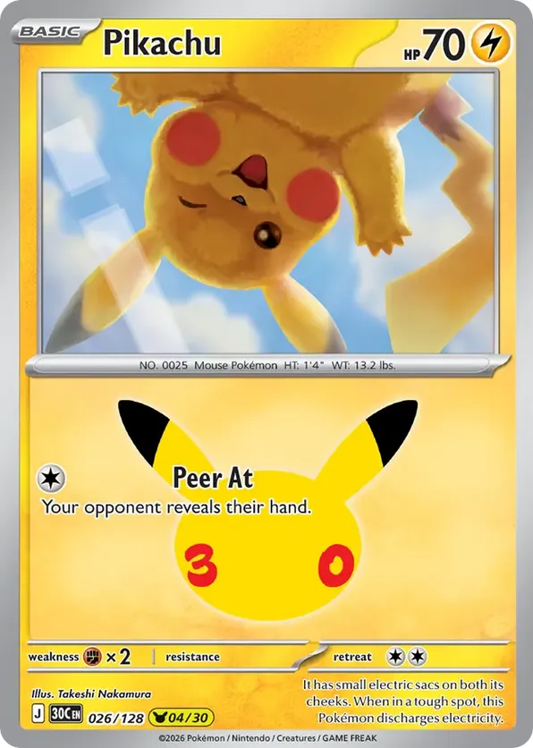 Pikachu 026/128 - 30th Celebration (HO)