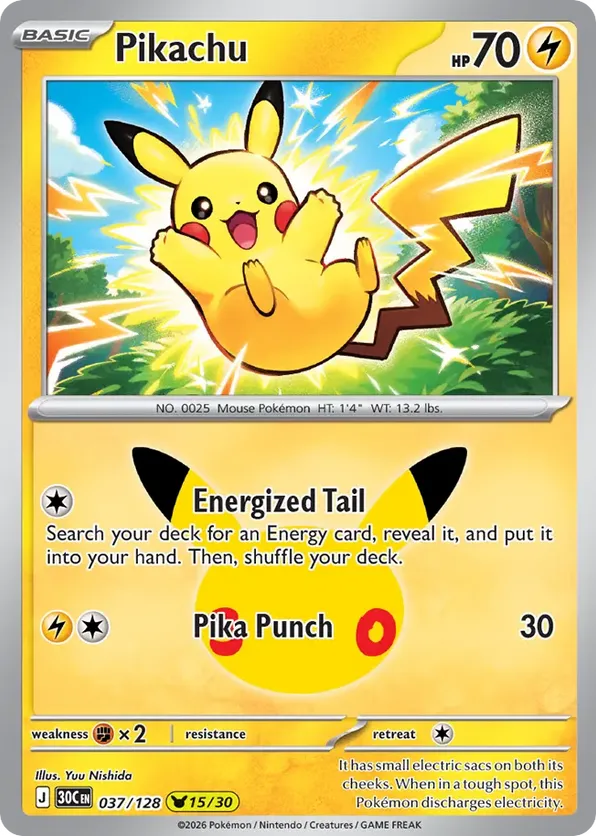 Pikachu 037/128 - 30th Celebration (HO)