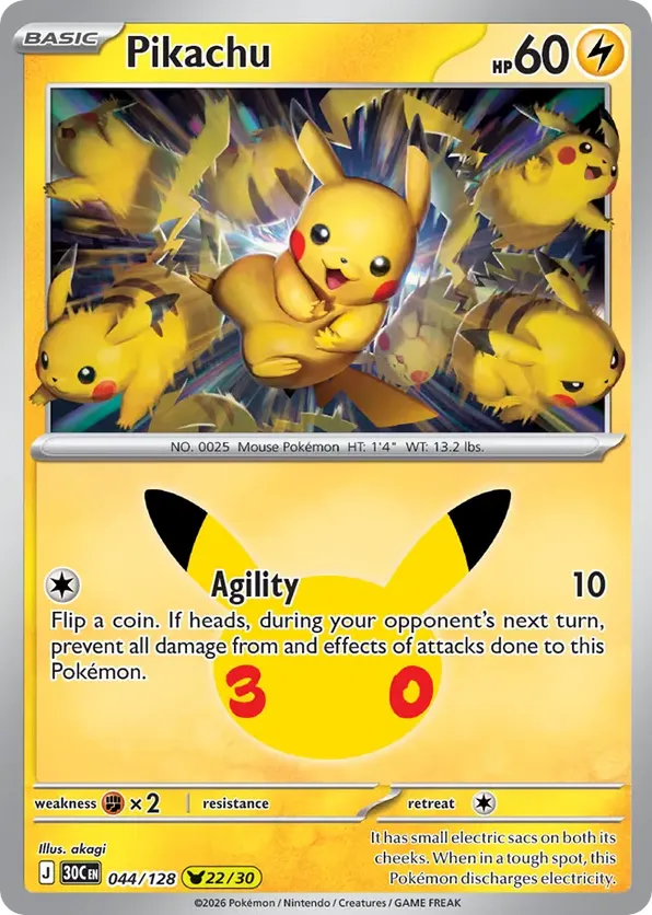 Pikachu 044/128 - 30th Celebration (HO)