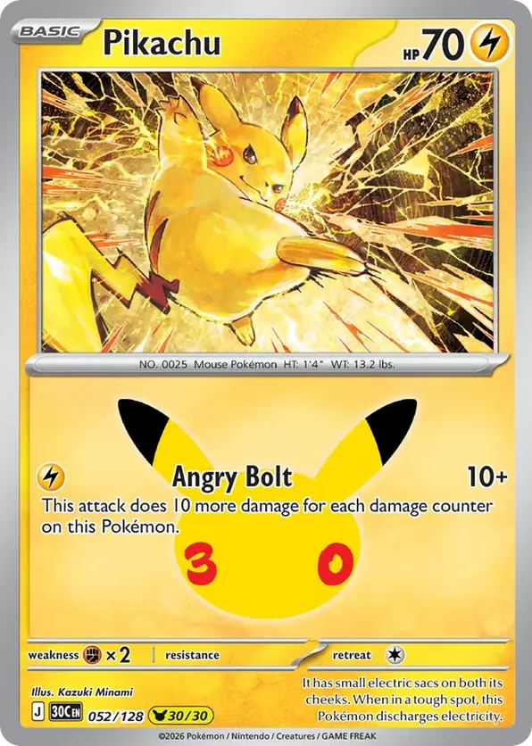 Pikachu 052/128 - 30th Celebration (HO)