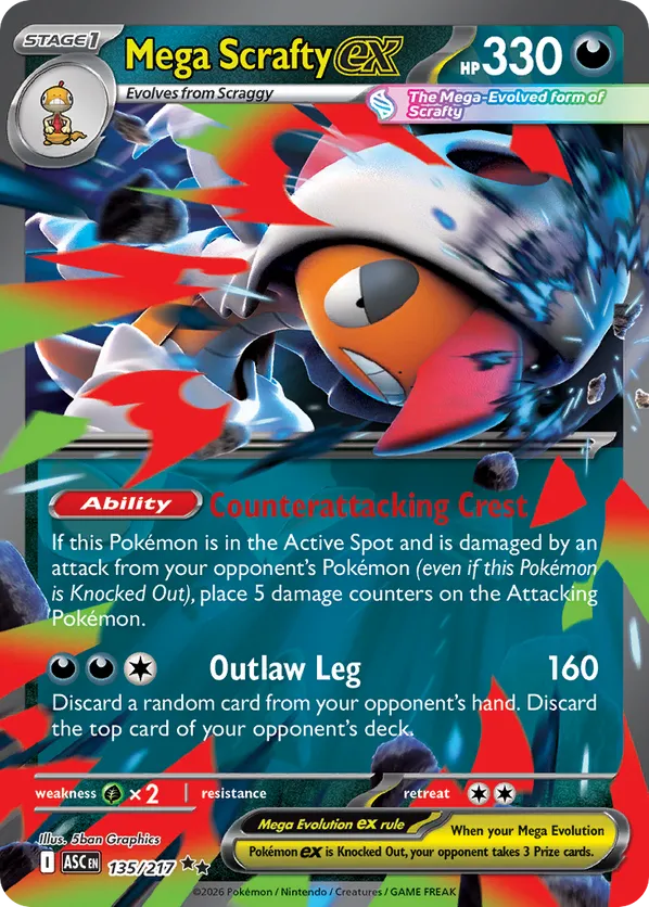 Mega Scrafty ex 135/217 - Ascended Heroes (HO)
