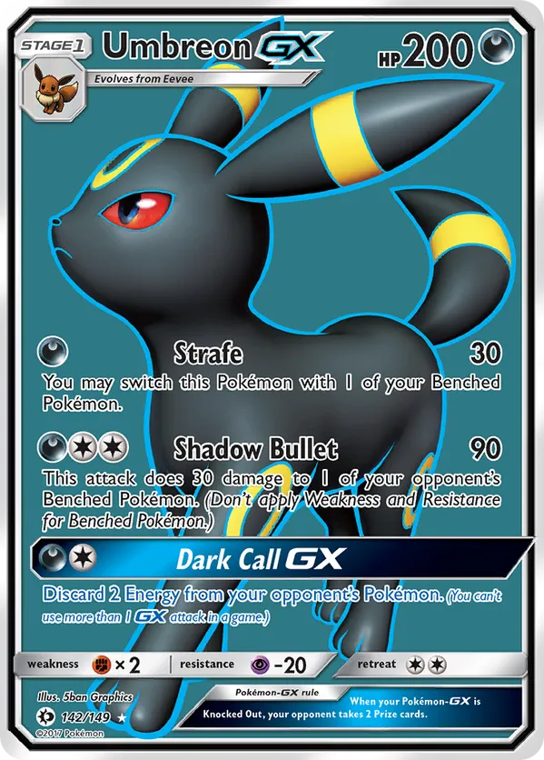 Umbreon GX (Full Art) 142 - Sun & Moon Base Set (HO)
