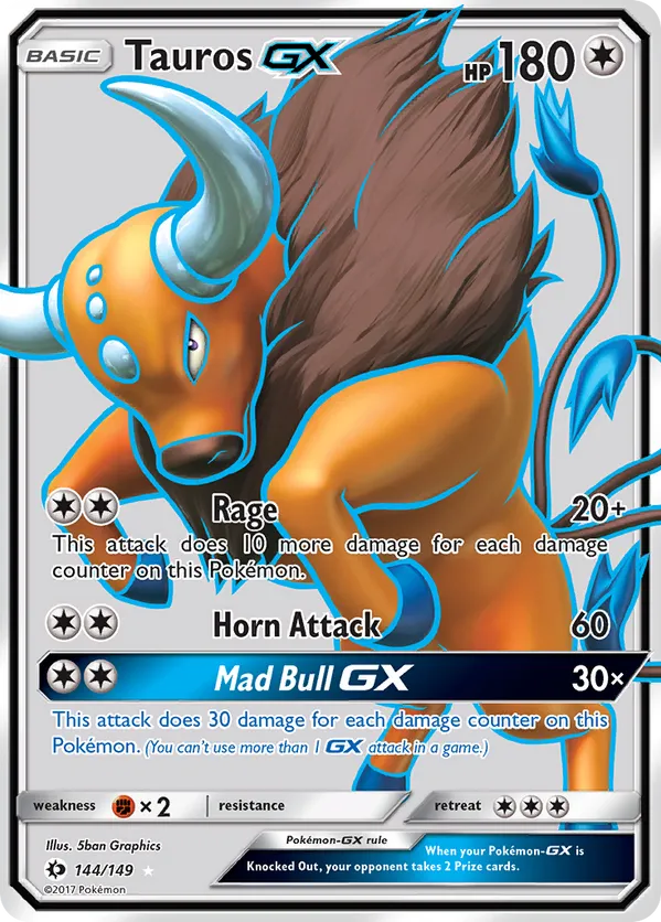 Tauros GX (Full Art) 144 - Sun & Moon Base Set (HO)
