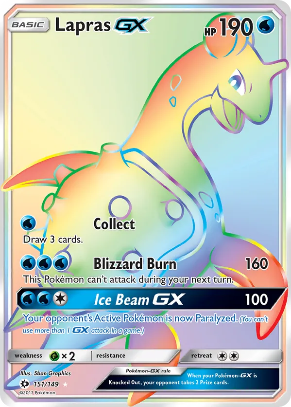Lapras GX (Secret) 151 - Sun & Moon Base Set (HO)