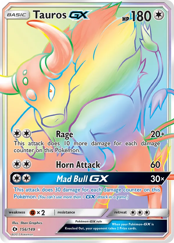 Tauros GX (Secret) 156 - Sun & Moon Base Set (HO)