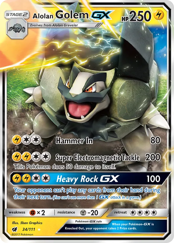 Alolan Golem GX 34/111 - Crimson Invasion (HO)