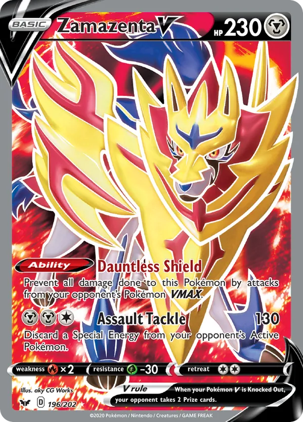 Zamazenta V (Full Art) 196/202 - Sword & Shield Base Set (HO)
