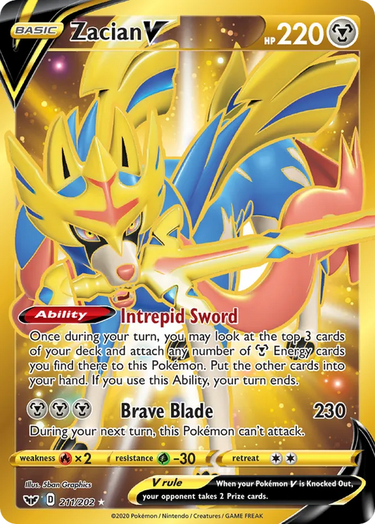 Zacian V (Secret) 211/202 - Sword & Shield Base Set (HO)
