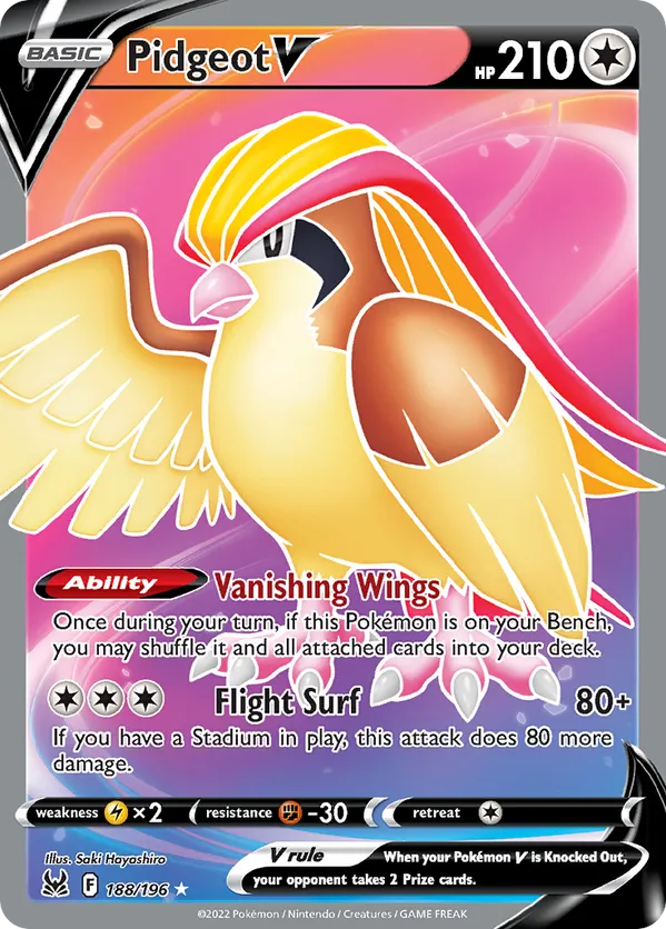 Pidgeot V (Full Art) 188/196 - Lost Origin (HO)