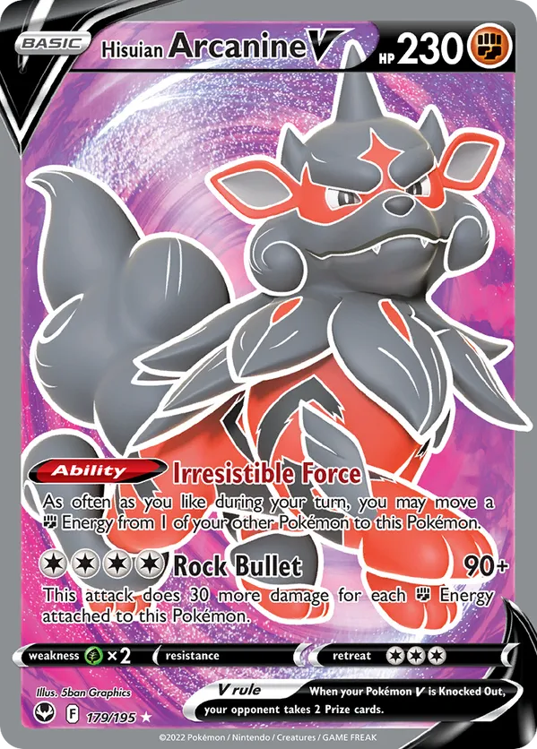 Hisuian Arcanine V (Full Art) 179/195 - Silver Tempest (HO)