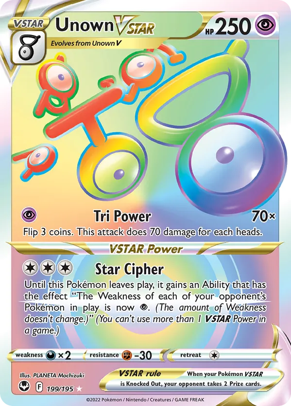 Unown VSTAR (Secret) 199/195 - Silver Tempest (HO)